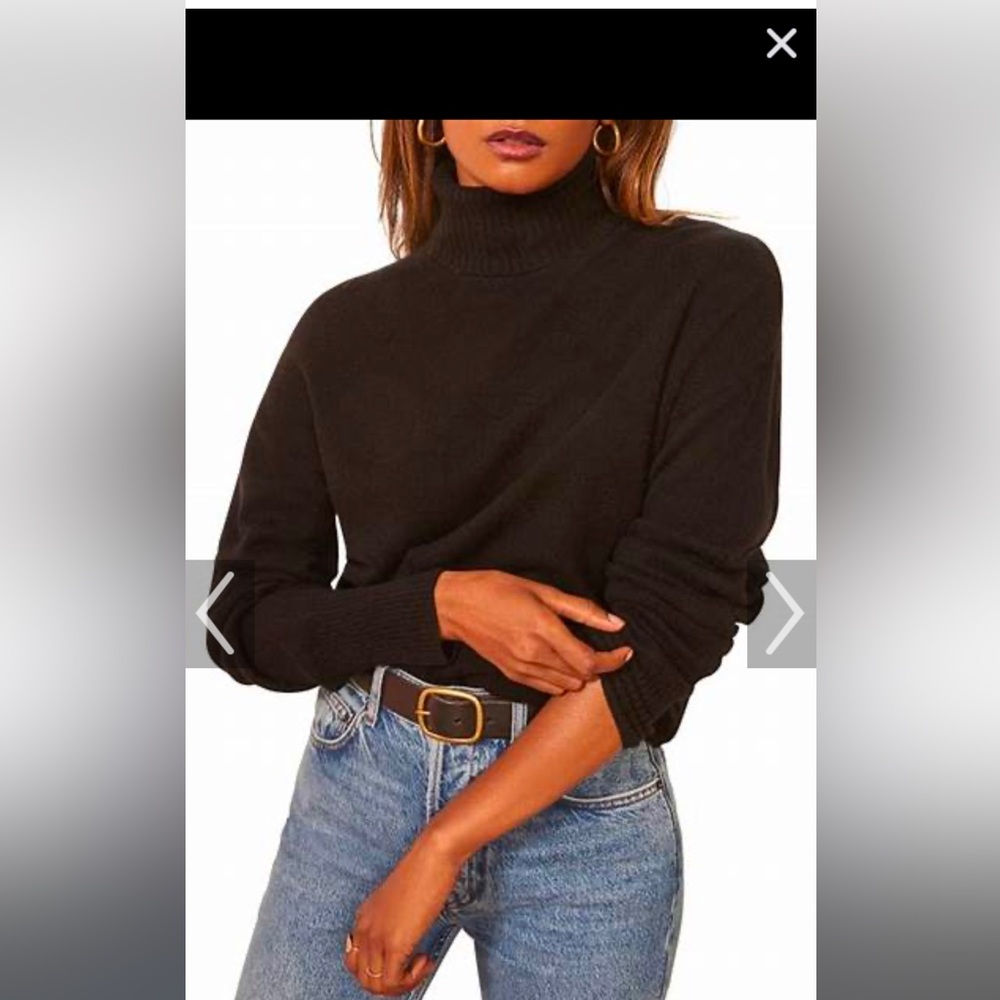 Reformation Jeans Cashmere Turtleneck Sweater Relaxed Neutral Minimal Small
